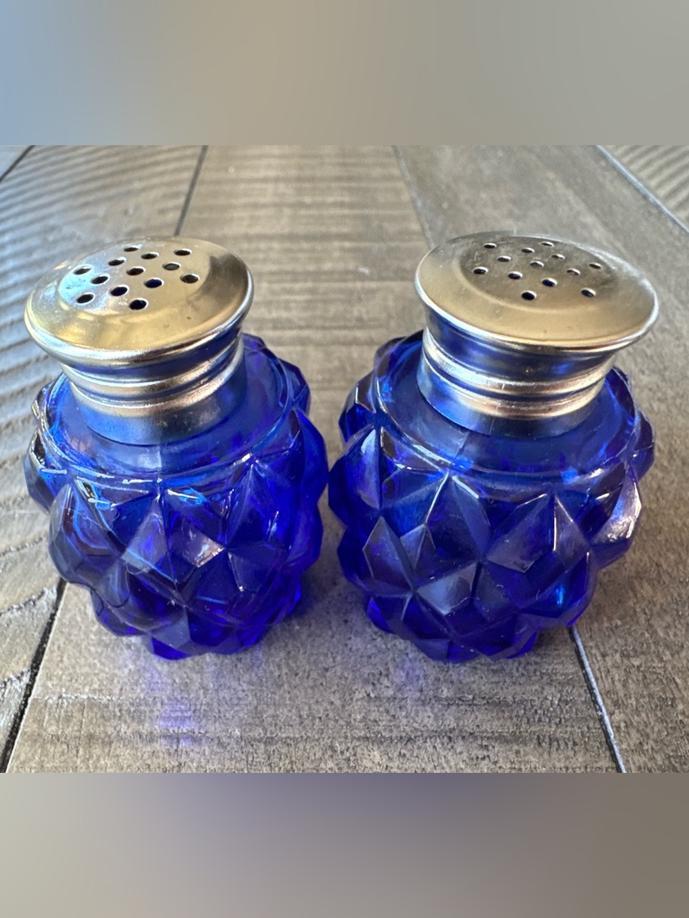 Cobalt Blue Glass Salt & Pepper Shaker Set - Picture 3 of 8